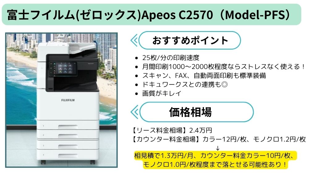 富士フイルムApeos2570のおすすめポイントと価格相場
