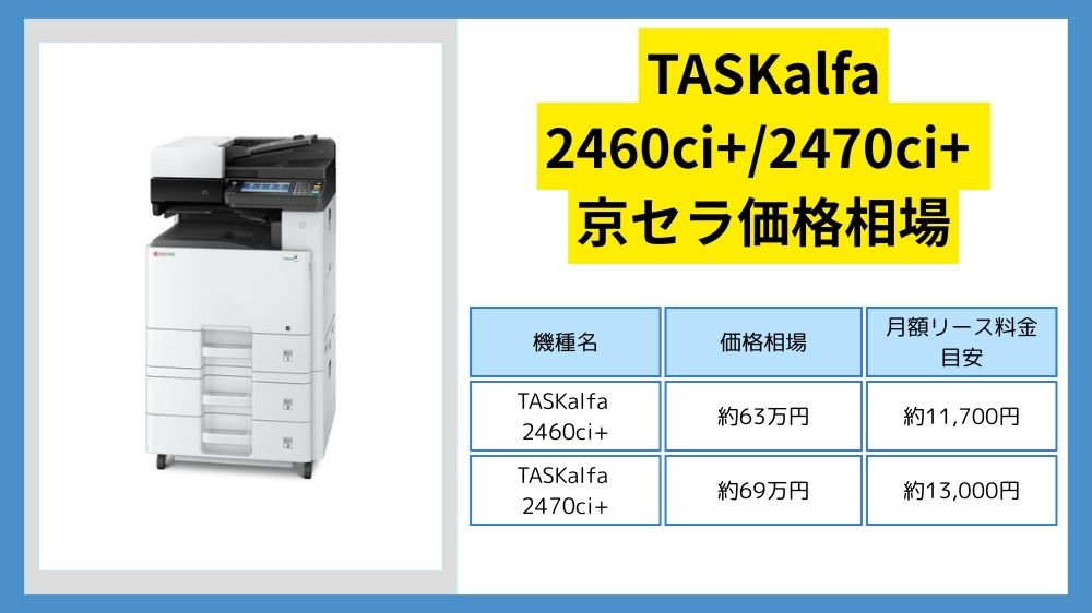 TASKalfa 2460ci+ / 2470ci+の価格】京セラのリース料・カウンター料金
