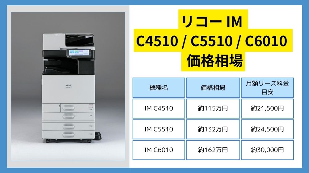リコー IM C4510 / C5510 / C6010 価格】リース料・カウンター料金