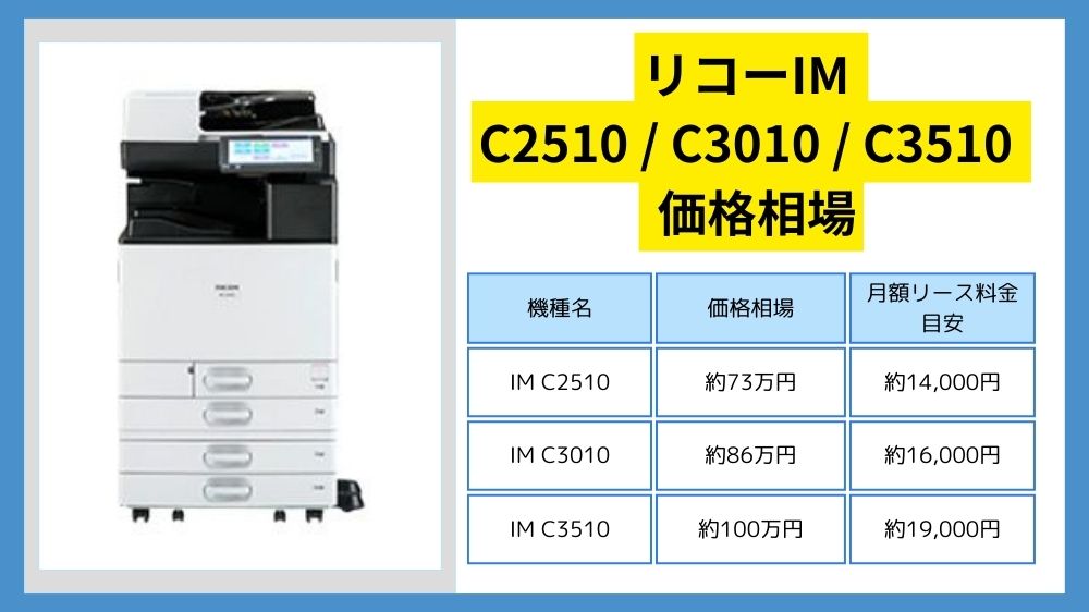 リコー IM C2510 / C3010 /C3510 価格】リース料・カウンター料金