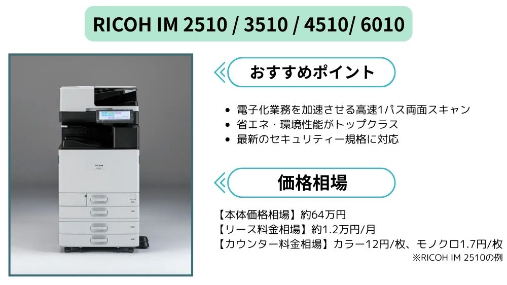RICOH IM 2510 3510 4510 6010価格相場